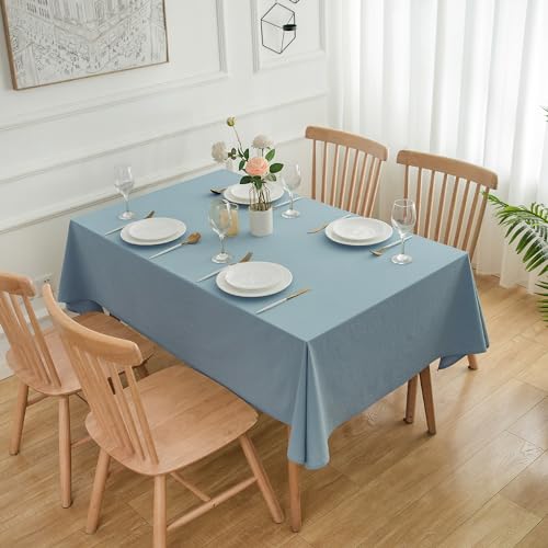 ATsense Tischdecke, Tischdecke Blau, Tischdecken Leinenoptik-100% Gewaschener Baumwolle Eckig Tischtuch 140x180 cm von ATsense