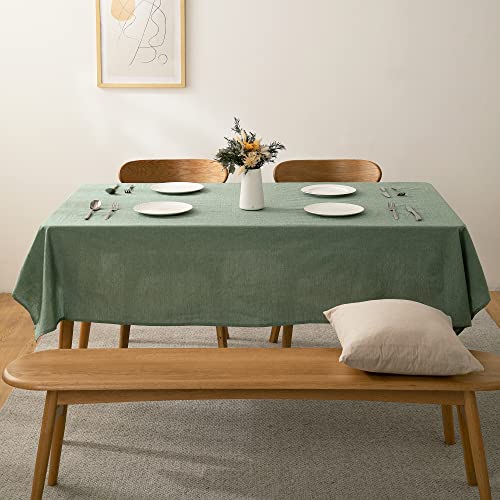 ATsense Tischdecke, Tischdecke Grün, Tischdecken Leinenoptik-100% Gewaschener Baumwolle Eckig Tischtuch 140x220 cm von ATsense