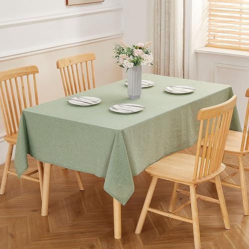 ATsense Tischdecke, Tischdecke Hellgrün, Tischdecken Leinenoptik-100% Gewaschener Baumwolle Eckig Tischtuch 140x240 cm von ATsense