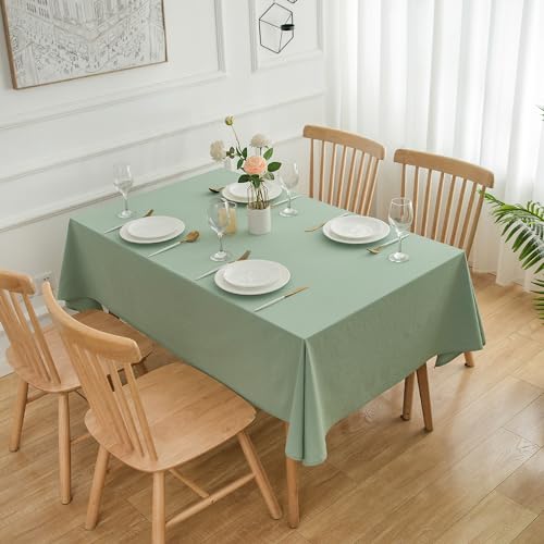ATsense Tischdecke, Tischdecke Mintgrün, Tischdecken Leinenoptik-100% Gewaschener Baumwolle Eckig Tischtuch 140x240 cm von ATsense