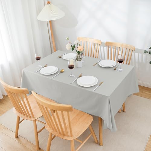 ATsense Tischdecke Hellgrau, Tischdecken ist aus 100% Baumwolle, Tischtuch Rechteckig 140x200 cm, Fleckenbeständige und Langlebige Tischdecke von ATsense