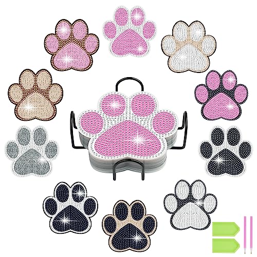 AUAUY 10 Pack Diamant-Maluntersetzer mit Ständer, Katzen-Fußabdruckmuster Diamond Painting Untersetzer Diamant Malset, DIY Diamant Kunsthandwerkszubehör für Anfänger, Erwachsene und Kinder Geburtstag AUAUY 10 Pack Diamant-Maluntersetzer mit Ständer, Katzen-Fußabdruckmuster Diamond Painting Untersetzer Diamant Malset, DIY Diamant Kunsthandwerkszubehör für Anfänger, Erwachsene und Kinder Geburtstag von AUAUY