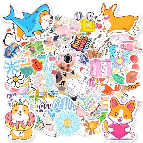 AUAUY 100 Stück Aufkleber, Frisch und Süß Aufkleber, Verschiedene Muster Sticker, Wasserdichte Vinyl Aufkleber für Erwachsene Kinder, Ästhetische Aufkleber für Wasserflasche Laptop Scrapbook Tagebuch von AUAUY