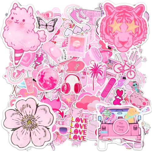 AUAUY 100 Stück Aufkleber, Rosa Aufkleber, Verschiedene Muster Sticker, Wasserdichte Vinyl Aufkleber für Erwachsene Kinder, Ästhetische Aufkleber für Wasserflasche Laptop Scrapbook Tagebuch AUAUY 100 Stück Aufkleber, Rosa Aufkleber, Verschiedene Muster Sticker, Wasserdichte Vinyl Aufkleber für Erwachsene Kinder, Ästhetische Aufkleber für Wasserflasche Laptop Scrapbook Tagebuch von AUAUY