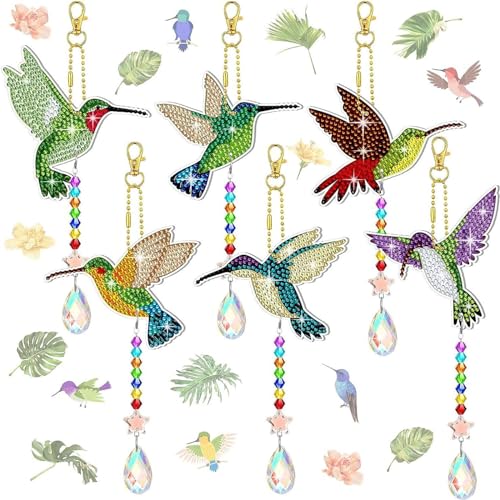 AUAUY 6 PCS Diamond Painting Kristall Sonnenfänger Windspiel Set, 5D Doppelseitige Diamond Painting Schlüsselanhänger Kristall Hängender Ornament Doppelseitige Hängende Ornamente für Erwachsene Kinder AUAUY 6 PCS Diamond Painting Kristall Sonnenfänger Windspiel Set, 5D Doppelseitige Diamond Painting Schlüsselanhänger Kristall Hängender Ornament Doppelseitige Hängende Ornamente für Erwachsene Kinder von AUAUY
