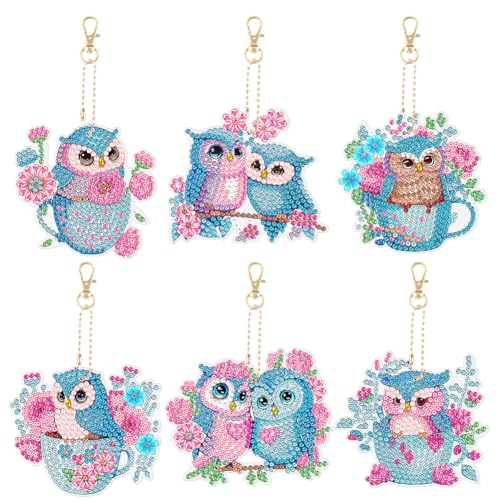 AUAUY 6PCS DIY Diamond Painting Schlüsselanhänger, 5D Eule Doppelseitige Diamant Painting Bilder Aufkleber Anhänger, Diamant Malerei Schlüsselbund Anhänger Geschenke für Weihnachten Kindergeburtstag AUAUY 6PCS DIY Diamond Painting Schlüsselanhänger, 5D Eule Doppelseitige Diamant Painting Bilder Aufkleber Anhänger, Diamant Malerei Schlüsselbund Anhänger Geschenke für Weihnachten Kindergeburtstag von AUAUY
