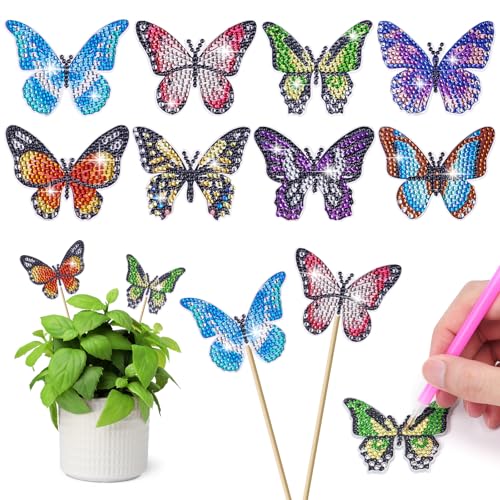 AUAUY 8 Stück Diamond Painting Schmetterling Sets, Gartenstecker Diamond Painting Kinder Erwachsene Gartendekoration für Draußen und Drinnen Balkon Deko, Basteln für Kinder Diamont Painting Geschenk AUAUY 8 Stück Diamond Painting Schmetterling Sets, Gartenstecker Diamond Painting Kinder Erwachsene Gartendekoration für Draußen und Drinnen Balkon Deko, Basteln für Kinder Diamont Painting Geschenk von AUAUY