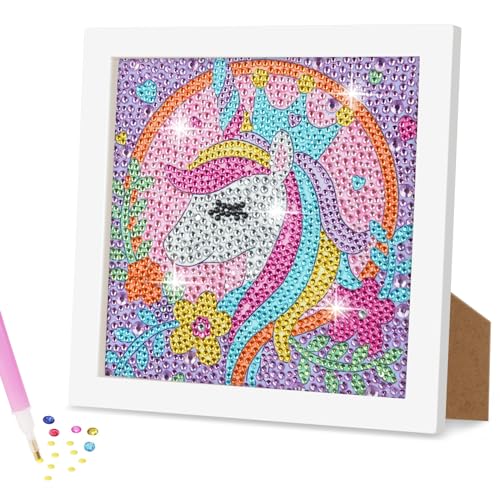 AUAUY Diamond Painting Kinder mit Holzrahmen, 5D DIY Diamond Painting Set, Malen Nach Zahlen Diamant Painting Kinder Mädchen Erwachsene, Diamant Painting Bilder Arts Craft für Home Wand Decor(Einhorn) AUAUY Diamond Painting Kinder mit Holzrahmen, 5D DIY Diamond Painting Set, Malen Nach Zahlen Diamant Painting Kinder Mädchen Erwachsene, Diamant Painting Bilder Arts Craft für Home Wand Decor(Einhorn) von AUAUY