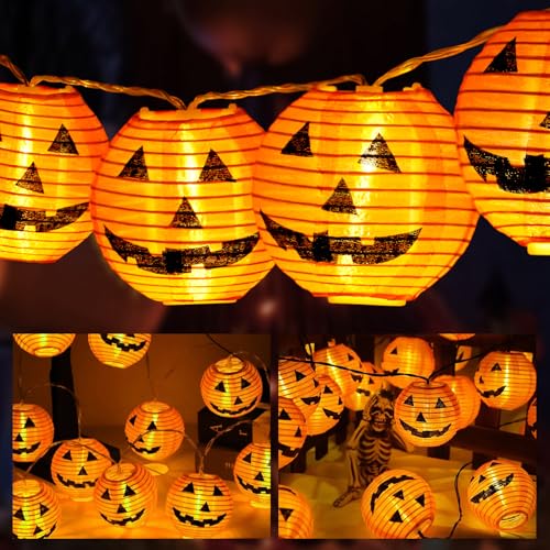 AUAUY Halloween Lichterkette Batterie, 3M 20 LED Orange Kürbis Lampion Lichterkette Batteriebetrieben, 2 Modi Wasserdicht Lichterkette für Außen Innen Deko, Party, Halloween Dekorations AUAUY Halloween Lichterkette Batterie, 3M 20 LED Orange Kürbis Lampion Lichterkette Batteriebetrieben, 2 Modi Wasserdicht Lichterkette für Außen Innen Deko, Party, Halloween Dekorations von AUAUY