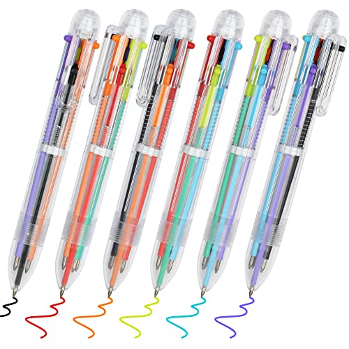 AUAUY 6 Stück Mehrfarbiger Kugelschreiber, 6 in 1 Versenkbare Kugelschreiber, 0,5mm Mehrfarbiger Stifte, Retractable Stifte für Büro, Schulbedarf, Studenten, Kinder, Krankenschwestern, Geschenk von AUAUY
