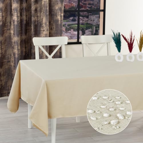 AUAUY Leinenoptik Tischdecke, Abwaschbar Lotuseffekt Eckig 140 x 200 cm Tischtuch Leinendecke, Wasserabweisend Tafeldecke Tischwäsche Fleckschutz Pflegeleicht, Beige AUAUY Leinenoptik Tischdecke, Abwaschbar Lotuseffekt Eckig 140 x 200 cm Tischtuch Leinendecke, Wasserabweisend Tafeldecke Tischwäsche Fleckschutz Pflegeleicht, Beige von AUAUY