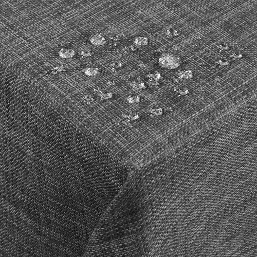 AUAUY Leinenoptik Tischdecke, Abwaschbar Lotuseffekt Eckig 140 x 200 cm Tischtuch Leinendecke, Wasserabweisend Tafeldecke Tischwäsche Fleckschutz Pflegeleicht, Dunkelgrau von AUAUY