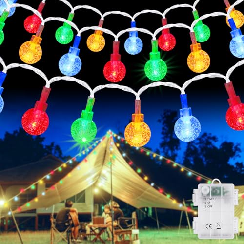 AUAUY Lichterkette Außen Batterie, 6M 40 LED Kristall Kugel Lichterkette mit 6h Timer, IP65 Wasserdicht Lichterkette für Weihnachten, Schlafzimmer, Hochzeit, Balkon, Geburtstag Innen Außen Deko-Bunt AUAUY Lichterkette Außen Batterie, 6M 40 LED Kristall Kugel Lichterkette mit 6h Timer, IP65 Wasserdicht Lichterkette für Weihnachten, Schlafzimmer, Hochzeit, Balkon, Geburtstag Innen Außen Deko-Bunt von AUAUY