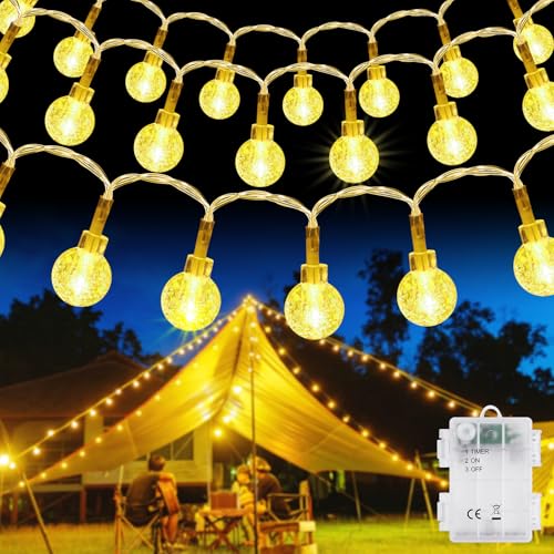 AUAUY Lichterkette Außen Batterie, 6M 40 LED Kristall Kugel Lichterkette mit 6h Timer, IP65 Wasserdicht Lichterkette für Weihnachten Schlafzimmer Hochzeit Balkon Geburtstag Innen Außen Deko-Warmweiß AUAUY Lichterkette Außen Batterie, 6M 40 LED Kristall Kugel Lichterkette mit 6h Timer, IP65 Wasserdicht Lichterkette für Weihnachten Schlafzimmer Hochzeit Balkon Geburtstag Innen Außen Deko-Warmweiß von AUAUY
