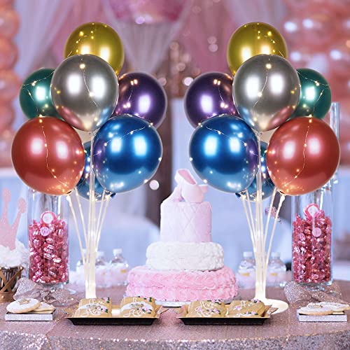 AUAUY 2 Stück Tisch Ballon Stand Kit, Wiederverwendbar Ballonständer, Luftballons Ständer Halter mit 18 Ballon und 2 Lichtern für Geburtstag Partydekorationen, Hochzeitsdekorationen, Feste und Partys von AUAUY