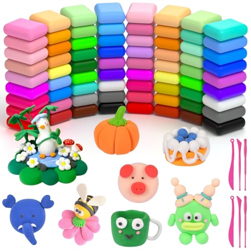 AUAUY Modelliermasse-Set, Knete Starter Set, 72 Farben Lufttrocknende Magische Knete für Kinder, Modelliermasse Lufttrocknend, Art Polymer Clay Geschenk für Jungen und Mädchen im Alter von 3-12 Jahren AUAUY Modelliermasse-Set, Knete Starter Set, 72 Farben Lufttrocknende Magische Knete für Kinder, Modelliermasse Lufttrocknend, Art Polymer Clay Geschenk für Jungen und Mädchen im Alter von 3-12 Jahren von AUAUY