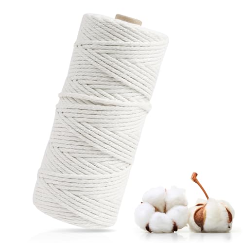 AUAUY Premium Makramee Garn, Baumwollgarn Makramee, | 3mm x 100m | 100% Baumwolle | Makramee Baumwollgarn für DIY Handwerk, Hängepflanze, Boho Deko, Blumenampel, Pflanzenbügel AUAUY Premium Makramee Garn, Baumwollgarn Makramee, | 3mm x 100m | 100% Baumwolle | Makramee Baumwollgarn für DIY Handwerk, Hängepflanze, Boho Deko, Blumenampel, Pflanzenbügel von AUAUY