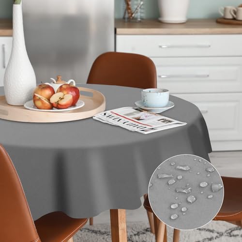 AUAUY Tischdecke Rund 120cm, Fleckschutz Abwaschbar Wasserabweisend Tischdecke Weihnachten Tischtuch, Polyester Tischtuch für Esszimmer, Garten, Party, Hochzeiten oder Haushal-Dunkelgrau AUAUY Tischdecke Rund 120cm, Fleckschutz Abwaschbar Wasserabweisend Tischdecke Weihnachten Tischtuch, Polyester Tischtuch für Esszimmer, Garten, Party, Hochzeiten oder Haushal-Dunkelgrau von AUAUY