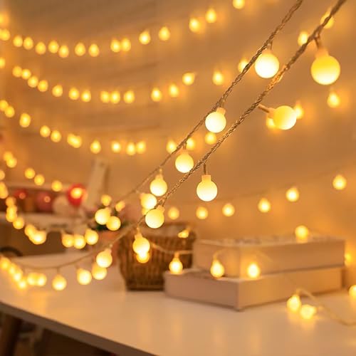 AUAUY Warmweiße Kugel Lichterkette, 6M/19.7ft 40 LED Batteriebetriebene Lichterkette, Ideale Partylichterkette, 2 Modi Wasserdichte für Innen-Außen-Hochzeitsfeier Neujahr Garten Weihnachtsdekoration AUAUY Warmweiße Kugel Lichterkette, 6M/19.7ft 40 LED Batteriebetriebene Lichterkette, Ideale Partylichterkette, 2 Modi Wasserdichte für Innen-Außen-Hochzeitsfeier Neujahr Garten Weihnachtsdekoration von AUAUY