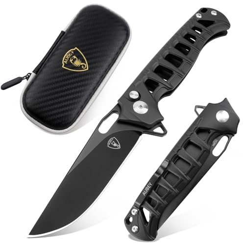 AUBEY Taschenmesser Klappmesser, Scharfes Messer Outdoor mit 14C28N Stahl Klinge, Aluminium Griff, Taschenclip, Button Lock - EDC Messer Pocket Knife für Jagd Geschenk Sammeln AUBEY Taschenmesser Klappmesser, Scharfes Messer Outdoor mit 14C28N Stahl Klinge, Aluminium Griff, Taschenclip, Button Lock - EDC Messer Pocket Knife für Jagd Geschenk Sammeln von AUBEY