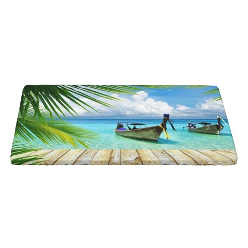 AUBKFELD Tischdecke mit Kokosnussblättern, bedruckt, rechteckig, Stoff, Tischdecke mit elastischem Rand, für Urlaub, Picknick, Küche, Esszimmer, Party, 122 x 76 cm AUBKFELD Tischdecke mit Kokosnussblättern, bedruckt, rechteckig, Stoff, Tischdecke mit elastischem Rand, für Urlaub, Picknick, Küche, Esszimmer, Party, 122 x 76 cm von AUBKFELD