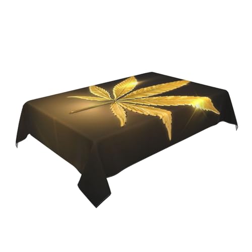 AUBKFELD Tischdecke mit goldenem Cannabis-Druck, 183 x 137 cm, rechteckig, Stoff, Tischdecke, dekorativ für Picknick, Küche, Esszimmer, Party AUBKFELD Tischdecke mit goldenem Cannabis-Druck, 183 x 137 cm, rechteckig, Stoff, Tischdecke, dekorativ für Picknick, Küche, Esszimmer, Party von AUBKFELD