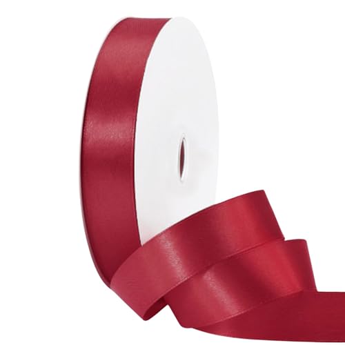 Weinrotes Satinband, 25 mm x 90 m, Burgunderrot, rote Bänder für Haare, für Geschenkverpackungen, Blumensträuße, Hochzeitsdekorationsschleifen von AUCANNIO