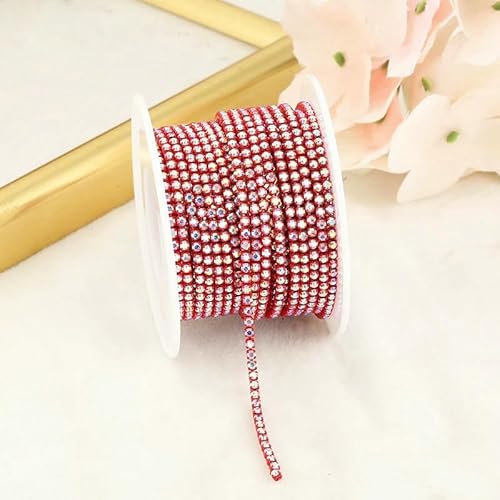 2 mm Kristall-AB-Strass-Cup-Kette, bunte Glasunterseite, zum Aufnähen, Kristall-Becherkette, Bekleidung, Strassbesatz, DIY-Kleid von AUCBGJQCPM