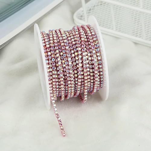 2 mm Kristall-AB-Strass-Cup-Kette, bunte Glasunterseite, zum Aufnähen, Kristall-Becherkette, Bekleidung, Strassbesatz, DIY-Kleid von AUCBGJQCPM