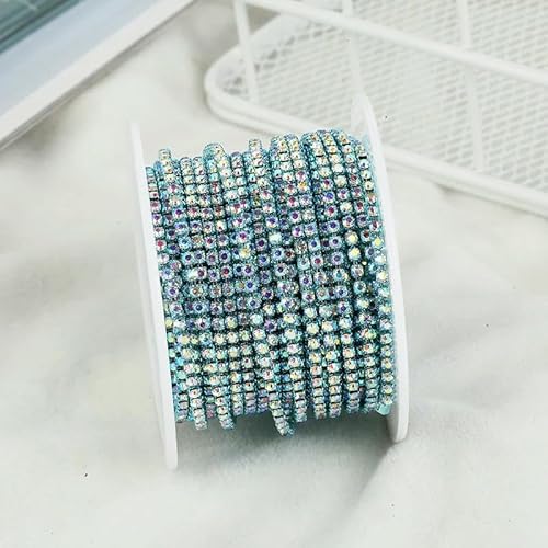 2 mm Kristall-AB-Strass-Cup-Kette, bunte Glasunterseite, zum Aufnähen, Kristall-Becherkette, Bekleidung, Strassbesatz, DIY-Kleid von AUCBGJQCPM