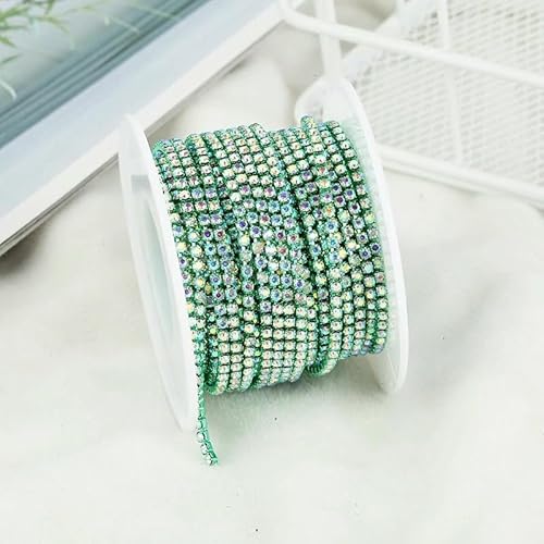 2 mm Kristall-AB-Strass-Cup-Kette, bunte Glasunterseite, zum Aufnähen, Kristall-Becherkette, Bekleidung, Strassbesatz, DIY-Kleid von AUCBGJQCPM