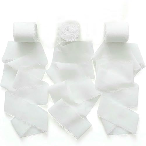 3 Rollen cremeweiß/schwarzes handgefertigtes Chiffonband für Geschenke, Verpackungen, Hochzeitseinladungen, Brautsträuße, Dekorationen von AUCBGJQCPM