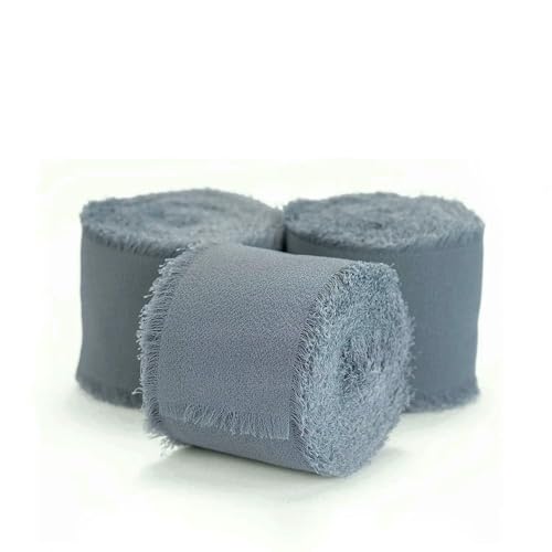 3 Rollen cremeweiß/schwarzes handgefertigtes Chiffonband für Geschenke, Verpackungen, Hochzeitseinladungen, Brautsträuße, Dekorationen von AUCBGJQCPM