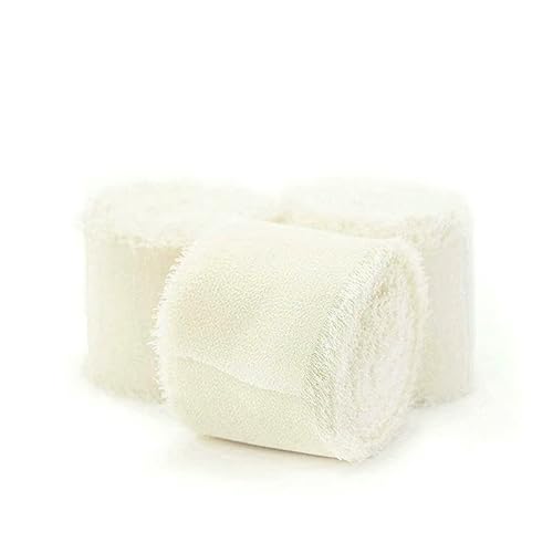 3 Rollen cremeweiß/schwarzes handgefertigtes Chiffonband für Geschenke, Verpackungen, Hochzeitseinladungen, Brautsträuße, Dekorationen von AUCBGJQCPM