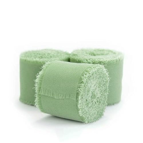 3 Rollen cremeweiß/schwarzes handgefertigtes Chiffonband für Geschenke, Verpackungen, Hochzeitseinladungen, Brautsträuße, Dekorationen von AUCBGJQCPM