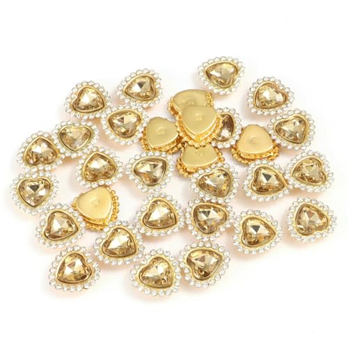 30 Stück 10 mm Pfirsichherz Sonnenblume Gold flache Unterseite Hand zum Aufnähen auf Strass DIY Kleidung Schuhe Tasche Haarschmuck Zubehör von AUCBGJQCPM