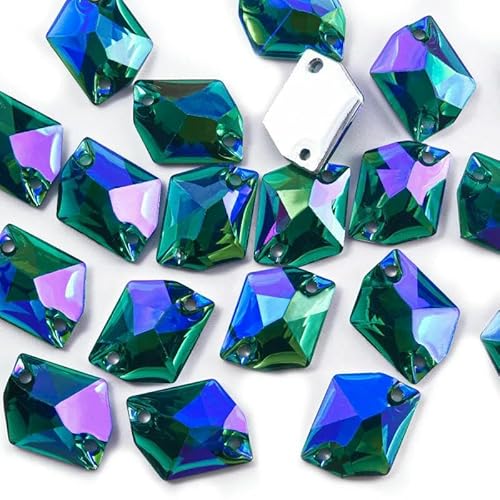 Kunstharz-Strasssteine zum Aufnähen, 16 x 20 mm, 50 Stück, CosmicCrystal AB mit 2 Löchern, Strass für Kleidungsstücke von AUCBGJQCPM