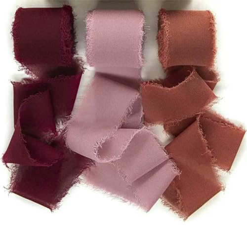 Mix 3 Rollen 5 m handgefertigtes Fransenband Chiffon Seidenband Gaze weiß & grün Bänder Set für Hochzeitsgeschenke Verpackung DIY Dekorationen von AUCBGJQCPM