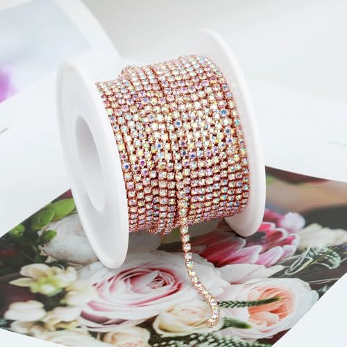 SS4.5-SS18 (1,5 mm-4,5 mm) Glitzer-Strass-Kette zum Aufnähen, für Bastelarbeiten, Kleidung, Basteln, Tassenketten von AUCBGJQCPM