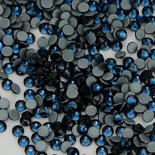 SS6-SS30 Strasssteine mit Glasrückseite, mehrfarbig, blauer Glitzer, runde Steine, Strasssteine für Nagelkunst, Stoff, Kleidung, Dekoration von AUCBGJQCPM