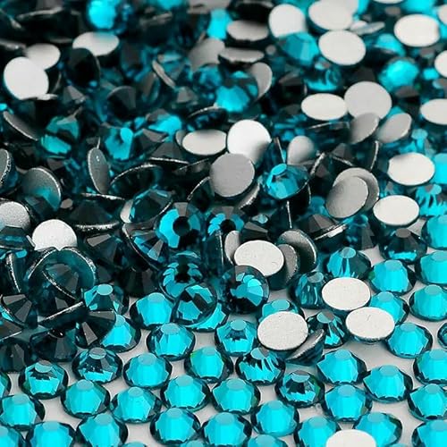 SS6-SS30 Strasssteine mit Glasrückseite, mehrfarbig, blauer Glitzer, runde Steine, Strasssteine für Nagelkunst, Stoff, Kleidung, Dekoration von AUCBGJQCPM