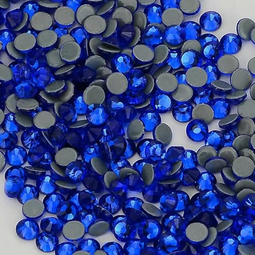 SS6-SS30 Strasssteine mit Glasrückseite, mehrfarbig, blauer Glitzer, runde Steine, Strasssteine für Nagelkunst, Stoff, Kleidung, Dekoration von AUCBGJQCPM
