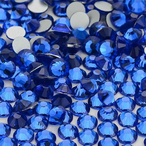 SS6-SS30 Strasssteine mit Glasrückseite, mehrfarbig, blauer Glitzer, runde Steine, Strasssteine für Nagelkunst, Stoff, Kleidung, Dekoration von AUCBGJQCPM