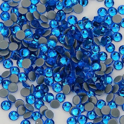 SS6-SS30 Strasssteine mit Glasrückseite, mehrfarbig, blauer Glitzer, runde Steine, Strasssteine für Nagelkunst, Stoff, Kleidung, Dekoration von AUCBGJQCPM