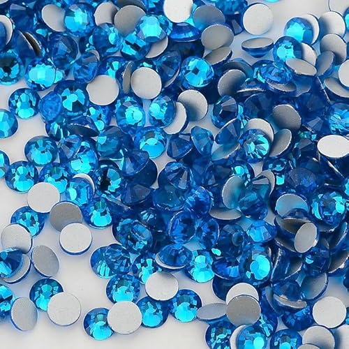 SS6-SS30 Strasssteine mit Glasrückseite, mehrfarbig, blauer Glitzer, runde Steine, Strasssteine für Nagelkunst, Stoff, Kleidung, Dekoration von AUCBGJQCPM