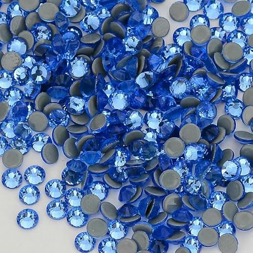 SS6-SS30 Strasssteine mit Glasrückseite, mehrfarbig, blauer Glitzer, runde Steine, Strasssteine für Nagelkunst, Stoff, Kleidung, Dekoration von AUCBGJQCPM