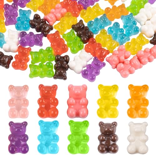 AUEAR, 100 Stück Kunstharz-Gummibären-Charms, Mini-Bär-Perlenanhänger für DIY-Schmuckherstellung, Basteln, Dekoration, Puppenhaus AUEAR, 100 Stück Kunstharz-Gummibären-Charms, Mini-Bär-Perlenanhänger für DIY-Schmuckherstellung, Basteln, Dekoration, Puppenhaus von AUEAR