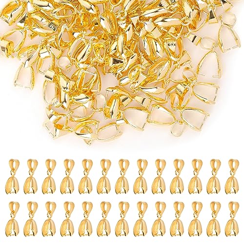 AUEAR, 100 Stück goldfarbene Quetsch-Clip-Bügel-Verschlüsse, Perlenanhänger, Metallschnalle, Schmuckzubehör für Halsketten, Ohrringe, Armbänder, Herstellung von AUEAR
