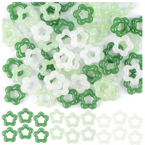 AUEAR, 60 Stück hohle Blumen-Perlen Charms Glaskristall-Imitation Jade Spacer Perlen für DIY Handwerk Schmuckherstellung AUEAR, 60 Stück hohle Blumen-Perlen Charms Glaskristall-Imitation Jade Spacer Perlen für DIY Handwerk Schmuckherstellung von AUEAR