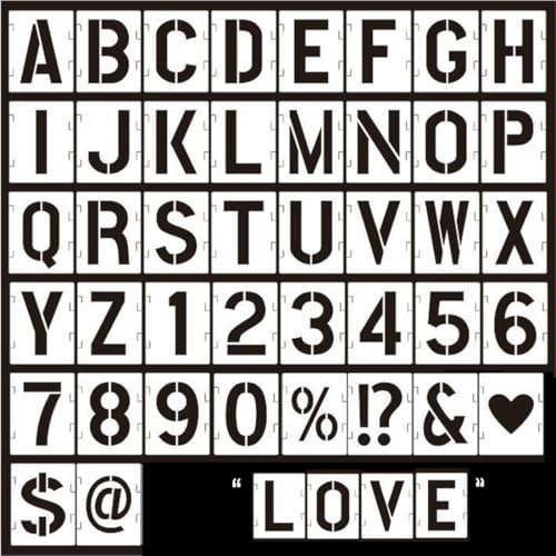 42 Stück Buchstaben Schablone Set, Wiederverwendbare Buchstaben Zahlen Zeichen Schablonen Alphabetschablone für Holzschilder Malerei DIY und Handwerk 42 Stück Buchstaben Schablone Set, Wiederverwendbare Buchstaben Zahlen Zeichen Schablonen Alphabetschablone für Holzschilder Malerei DIY und Handwerk von AUEFUDQ